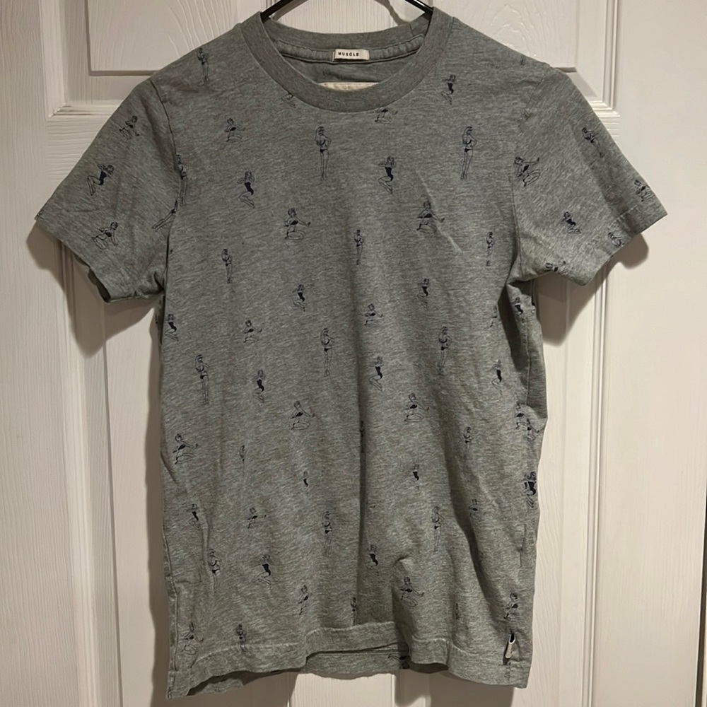 Abercrombie & Fitch muscle tee S small grey blue design 100% cotton